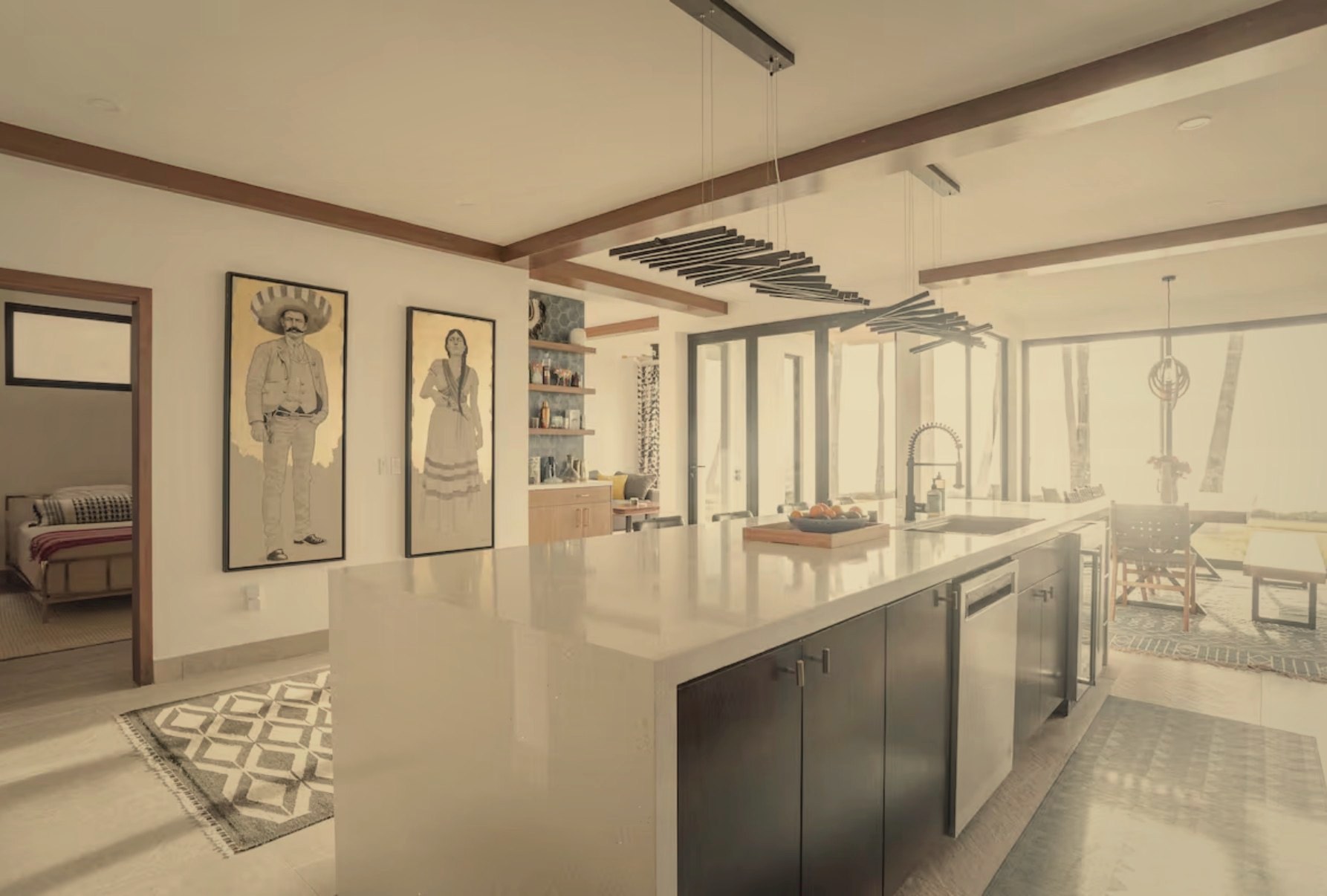 Baja California Beach Home kitchen and ocean view