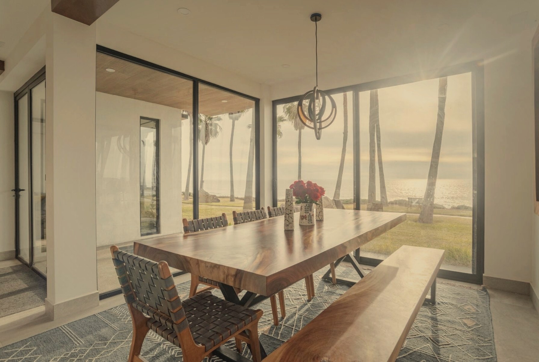 Baja California Beach Home dining room facing the ocean