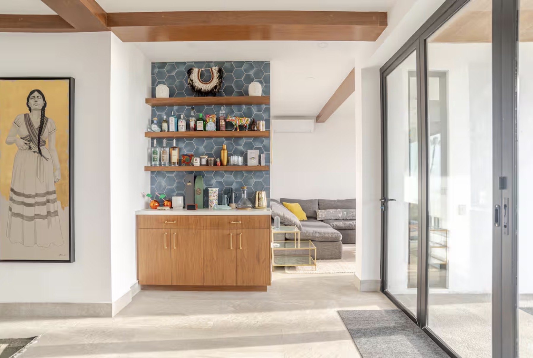 Custom bar with blue tile
